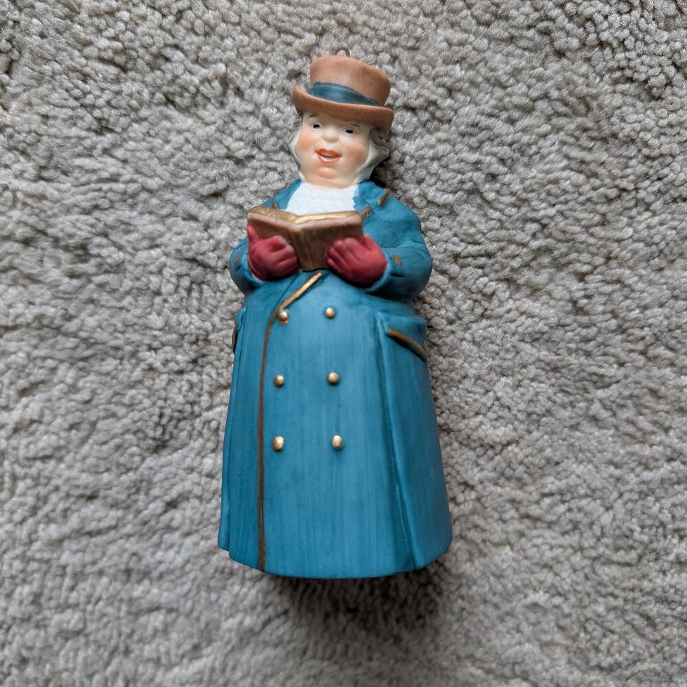 Vintage Hallmark, Hand Painted, Porcelain, Dickens Caroler Bell - Mr. Ashbourne